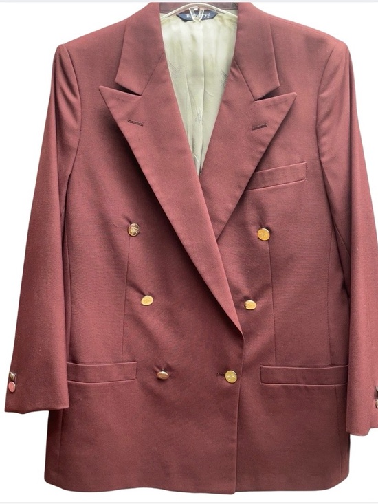 Burberry Jackets & Blazers - Vintage 1970s Burberrys Burgundy Double Breasted Blazer Jacket Sz S